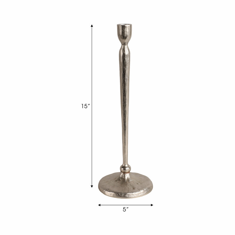 15x5 Traditional Cast Iron Taper Holder, Silver