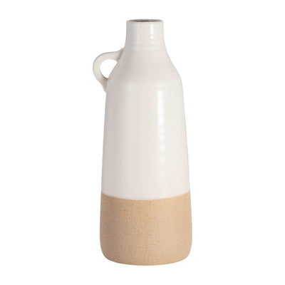 CER, 14 BOTTLE VASE, WHITE/TAN