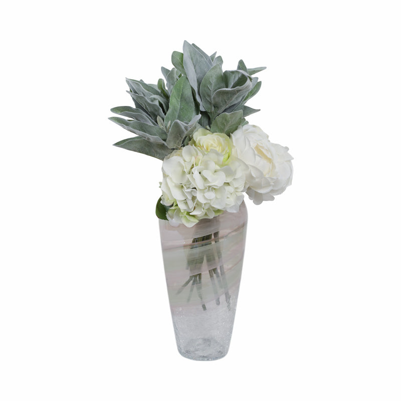 GLASS, 12 CRACKLED VASE, CLEAR