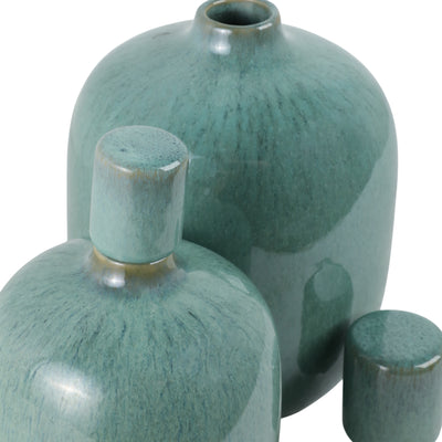 S/2 10/12 Corvallis Teal Ceramic Jars