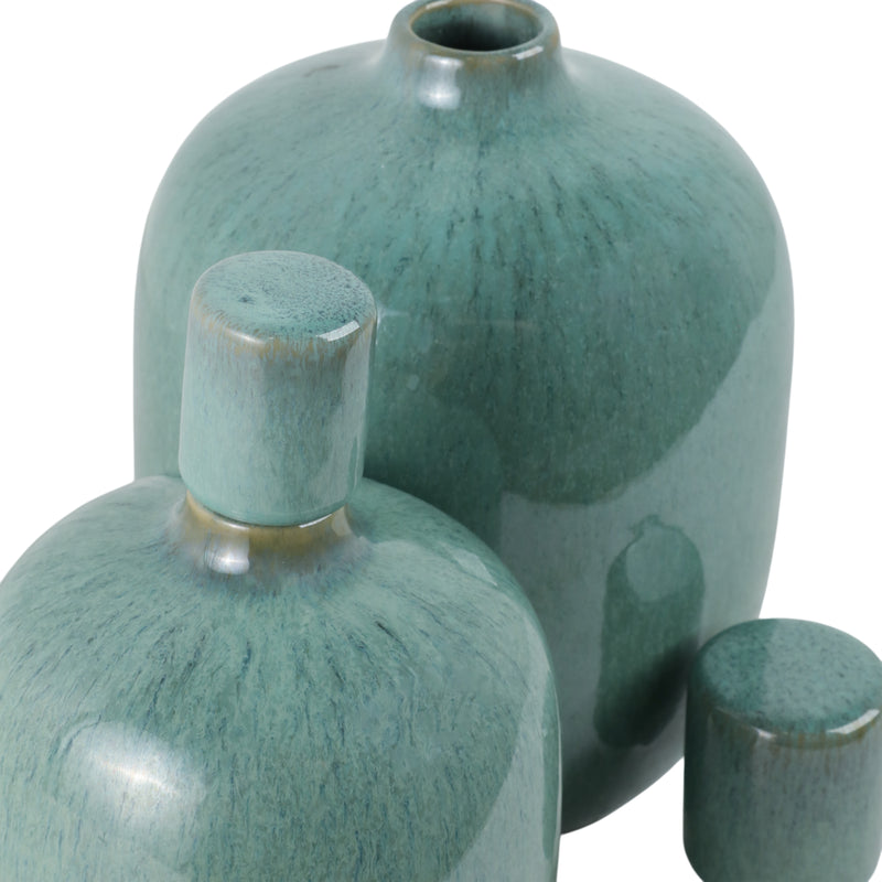 S/2 10/12 Corvallis Teal Ceramic Jars