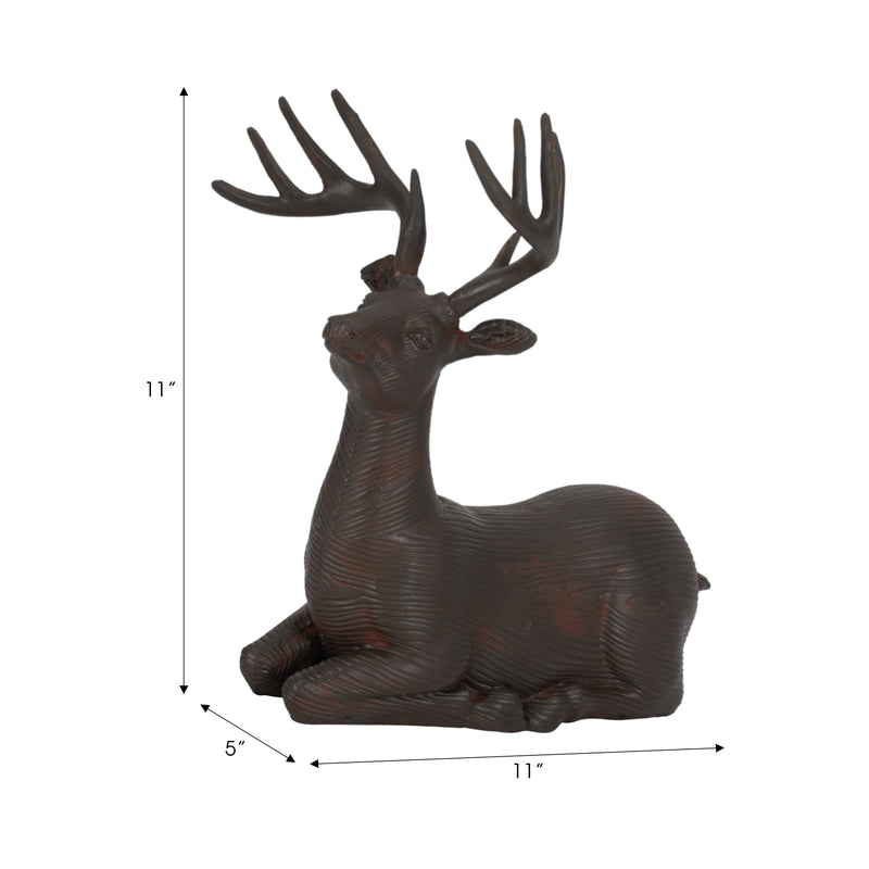 Resin, 11h Laying Reindeer Deco, Brown