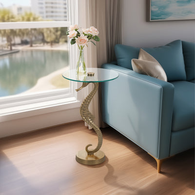 Metal/glass, 25 Seahorse Side Table, Gold Kd