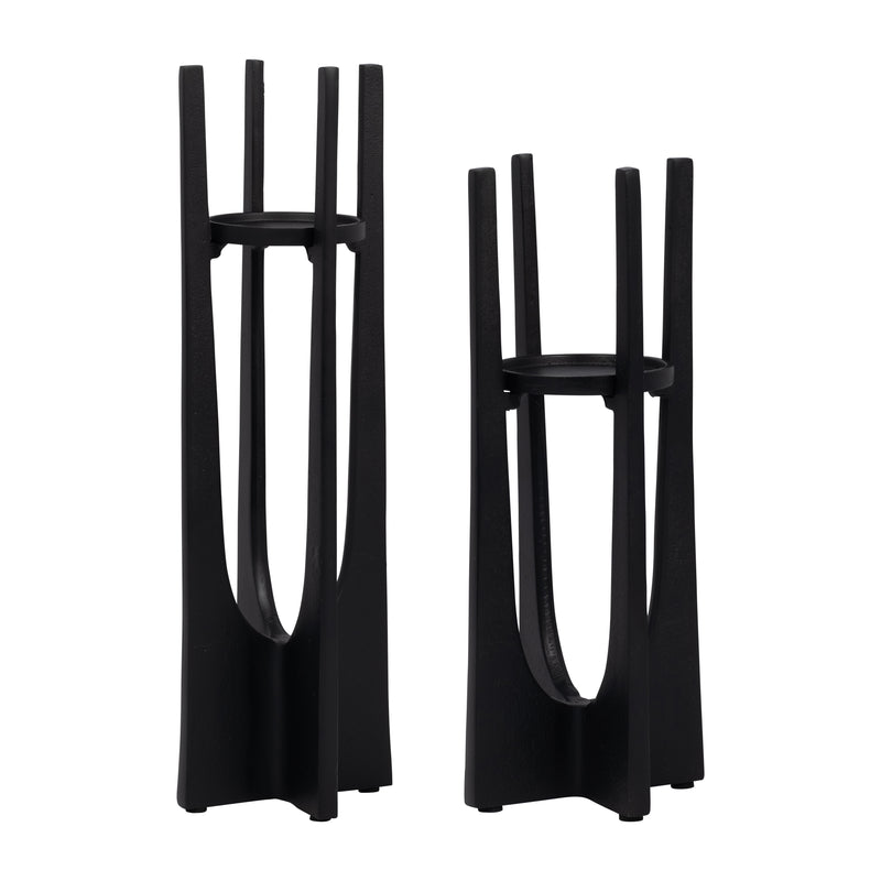 METAL, 16 PILLAR CANDLE HOLDER, BLACK