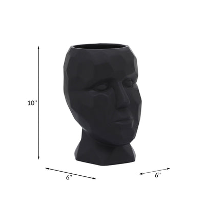 PORCELAIN, 6 DIA FACE VASE, BLACK