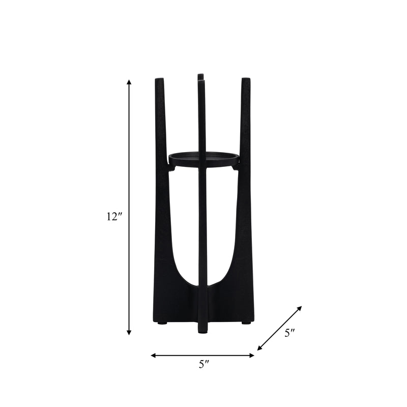 METAL, 12 PILLAR CANDLE HOLDER, BLACK