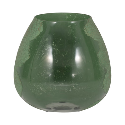 GLASS, 10 DIPPED VASE, GREEN