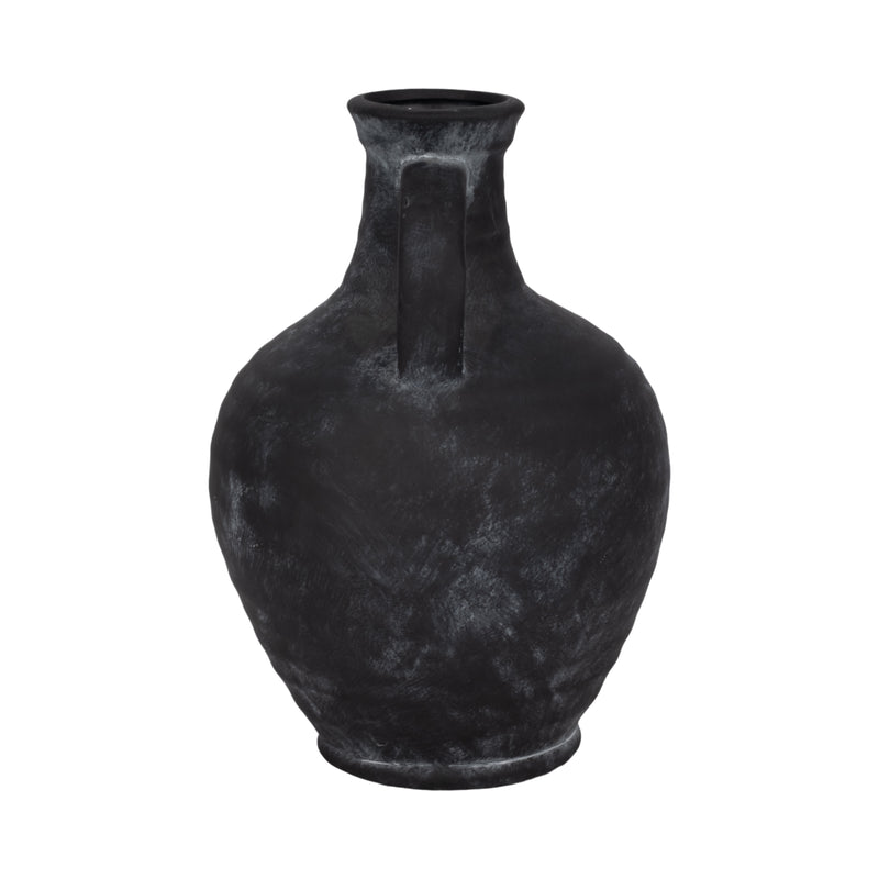 10 Weathered Terracotta Jug With Handle, Black