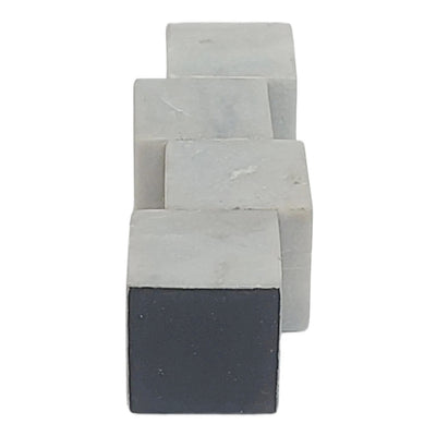 10x3 Stacked Cube Marble Taper Holder, White