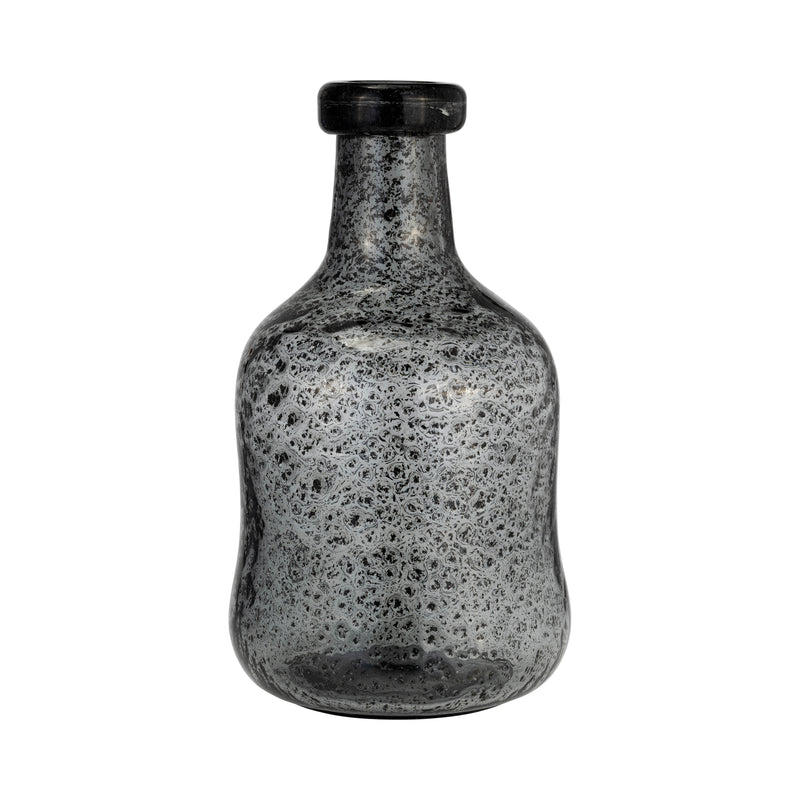 GLASS, 11H IRREGULAR SHAPE VASE, SMOKE