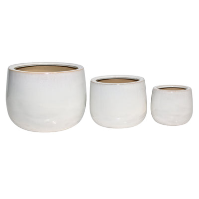 S/3 6/9/11 Reactive Ombre Planters, Ivory