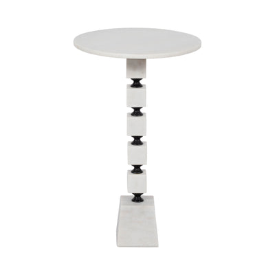 24 Stacked Marble Accent Table, White Kd