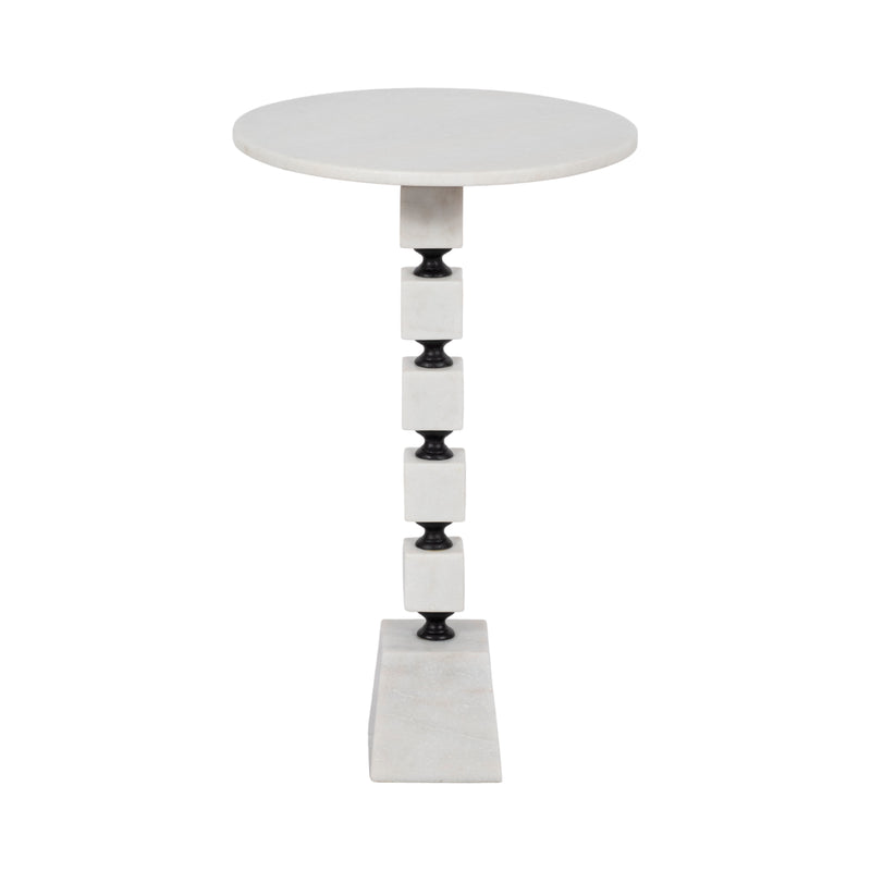 24 Stacked Marble Accent Table, White Kd