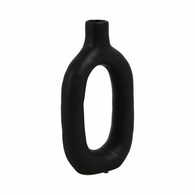 CER, 9 TEXTURED CUT-OUT VASE, BLACK