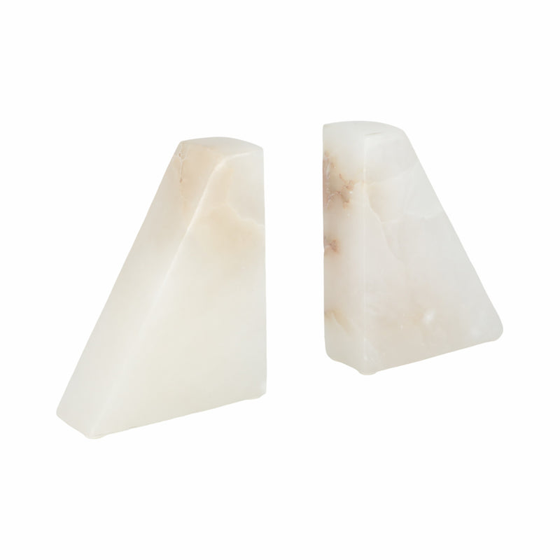 S/2 5 Alabaster Triangular Bookends, White