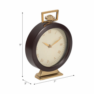 9 Jansen Gold And Brown Desk Clock