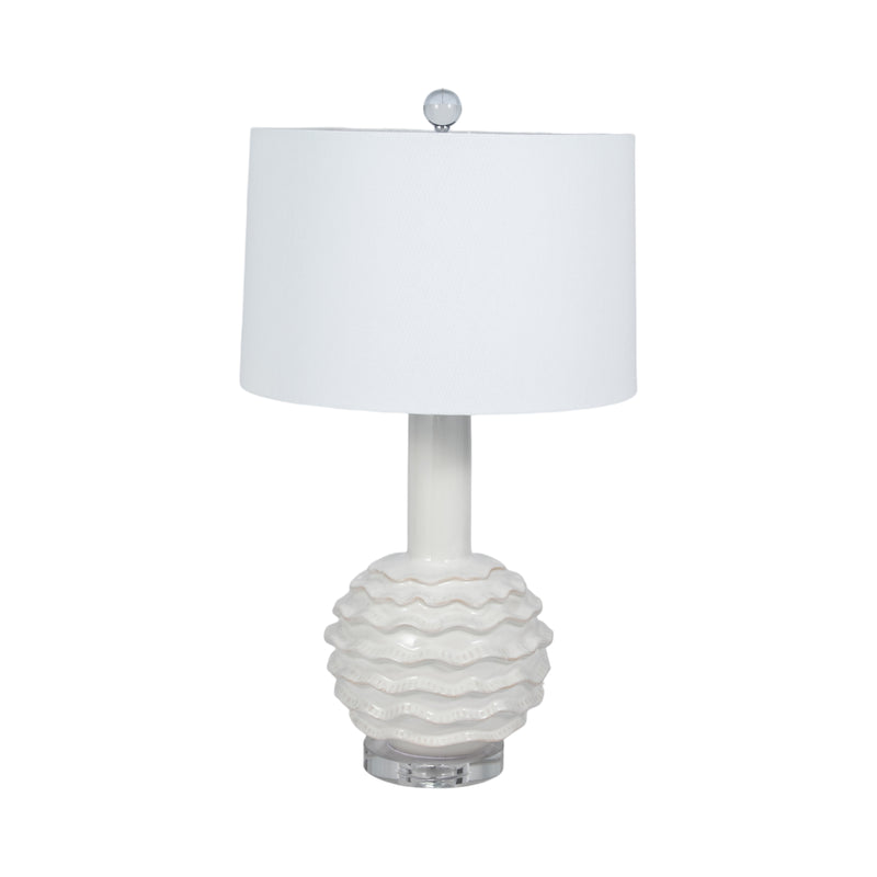 27 Ruffles Table Lamp Crystal Base, White