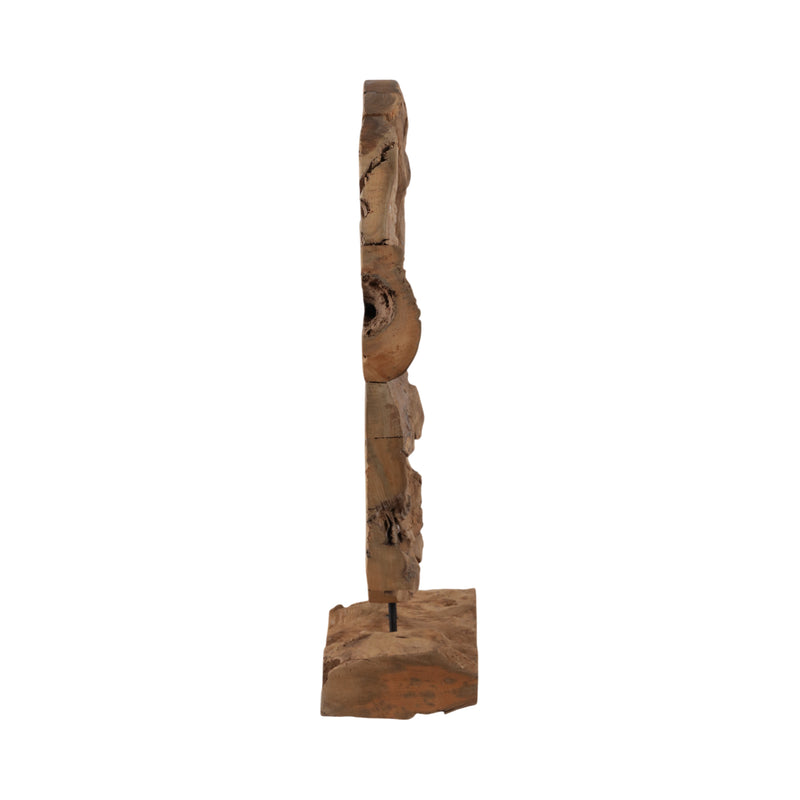 24 Teak Wood Disc On Stand, Natural