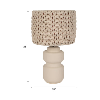 23ceramic Table Lamp With Macrame Shade