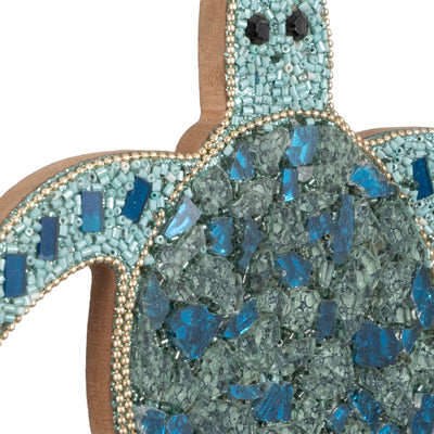 31 Mosaic Turtle With Bells, Blue/gold