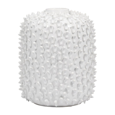 Stoneware, 11 Hand Made Dot Vase, White