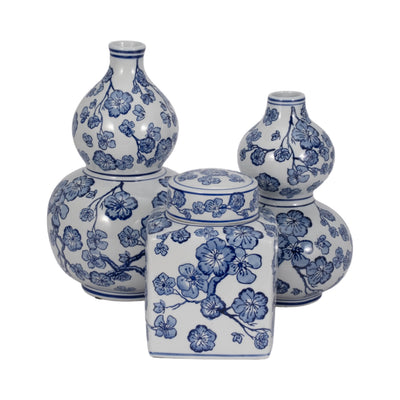 8 Cherry Blossom Chinoiserie Jar, Blue/white