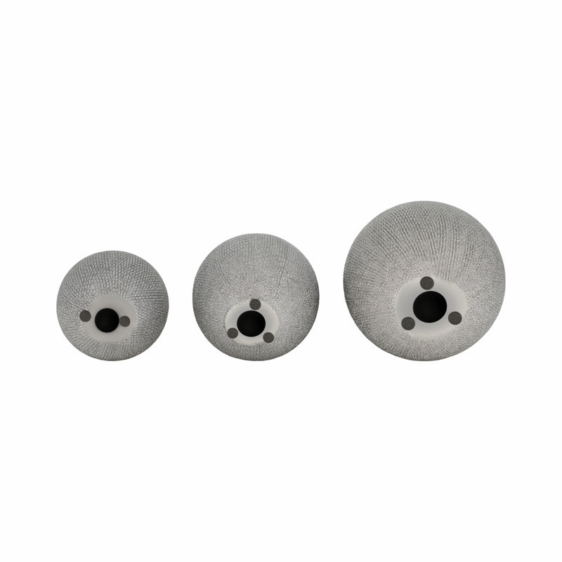 S/3 CERAMIC 6/5/4 ORBS, SILVER