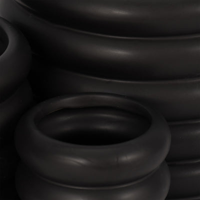 S/3 4/6/7 Stacked Rings Planters, Black