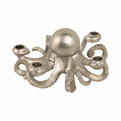 11 Octopus 4-taper Candle Holder, Silver