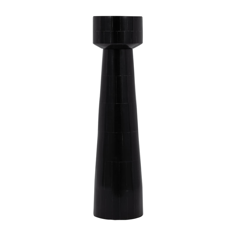 RESIN, 15 PILLAR CANDLEHOLDER, BLACK