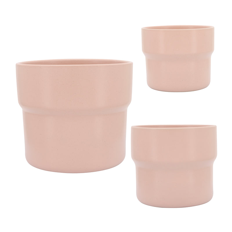 Cer, S/3 7/9/10D Mushroom Planters, Blush