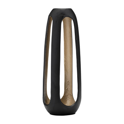 METAL,18H,OPEN VASE,MATTE BLACK