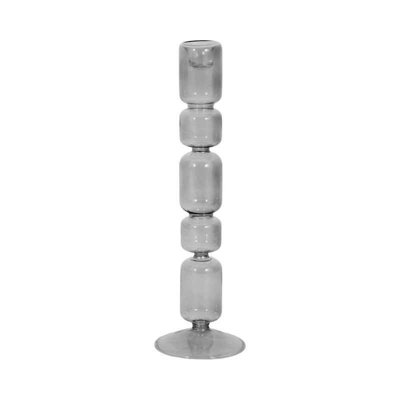 12 Mixed Bubble Taper Candleholder, Smoke