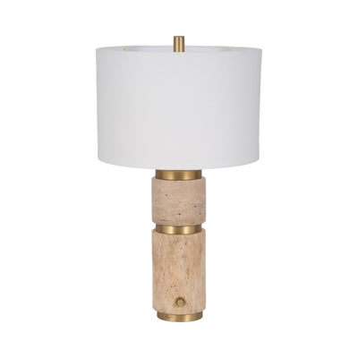 26 Knox Travertine Table Lamp, Gold/ivory