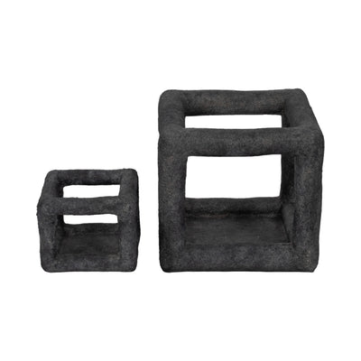 6 Textured Open Square Object, Black