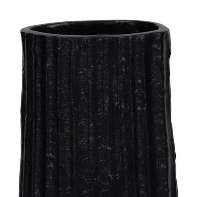 METAL, 58 RIBBED FLOOR VASE, BLACK