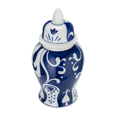 EC CER,14 WHITE/BLUE TEMPLE JAR