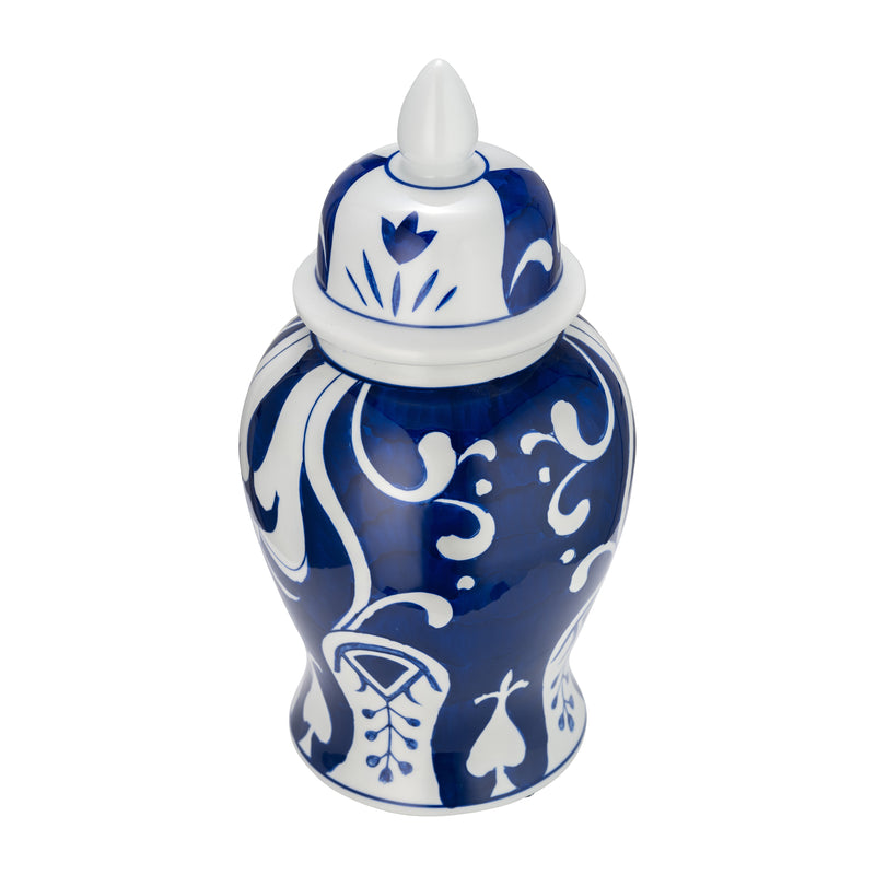 EC CER,14 WHITE/BLUE TEMPLE JAR