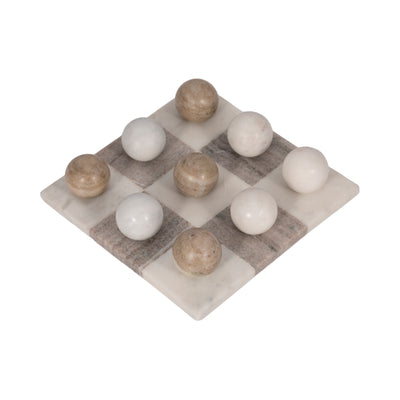 9 Marble Tic-tac-toe, White/beige