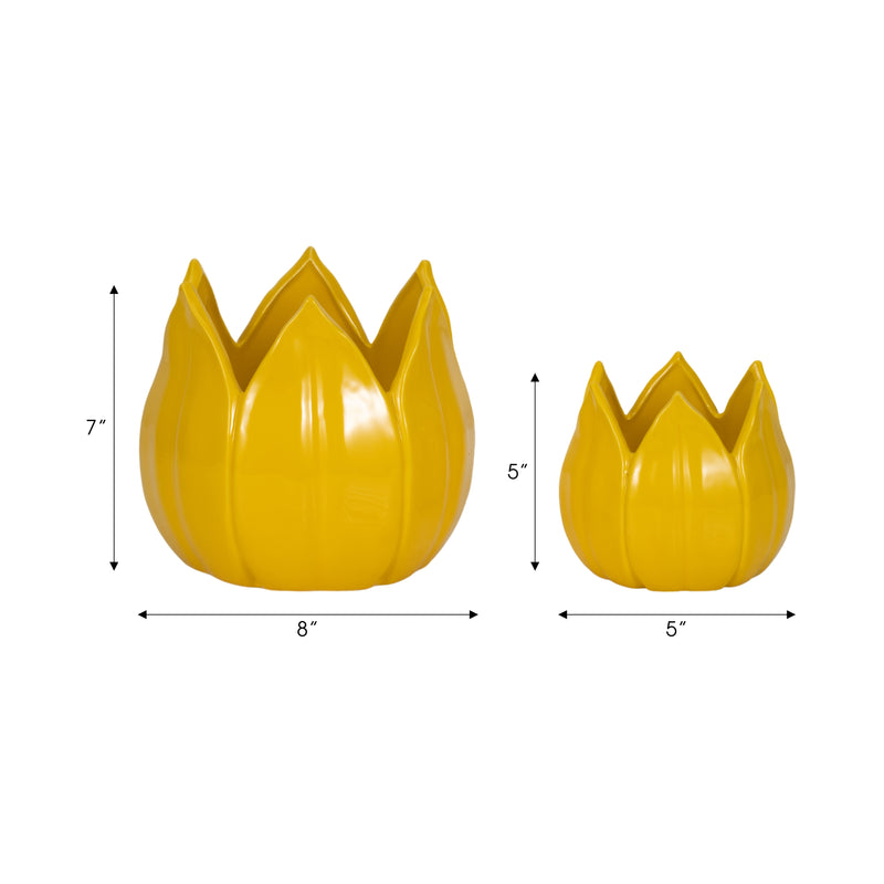 S/2 5/8 Petal Planters, Yellow