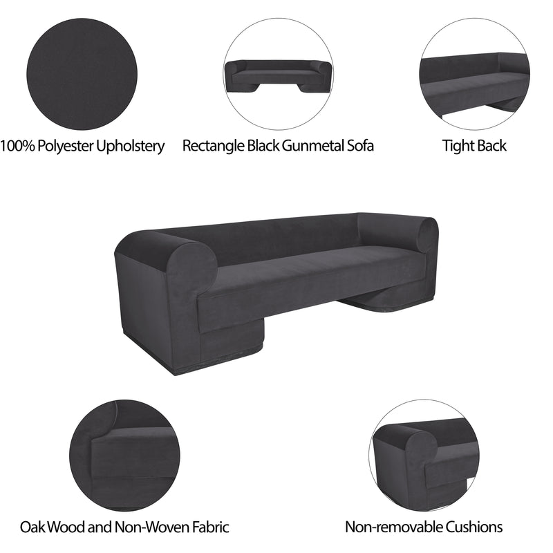 MODERN SOFA - BLACK OAK BASE,  GUNMETAL