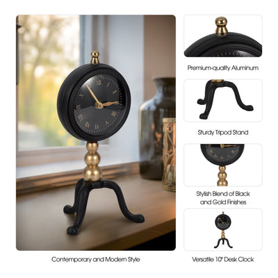 10 Addison Gold And Black Desk Clock