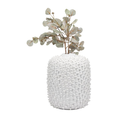 Stoneware, 13 Hand Made Dot Vase, White