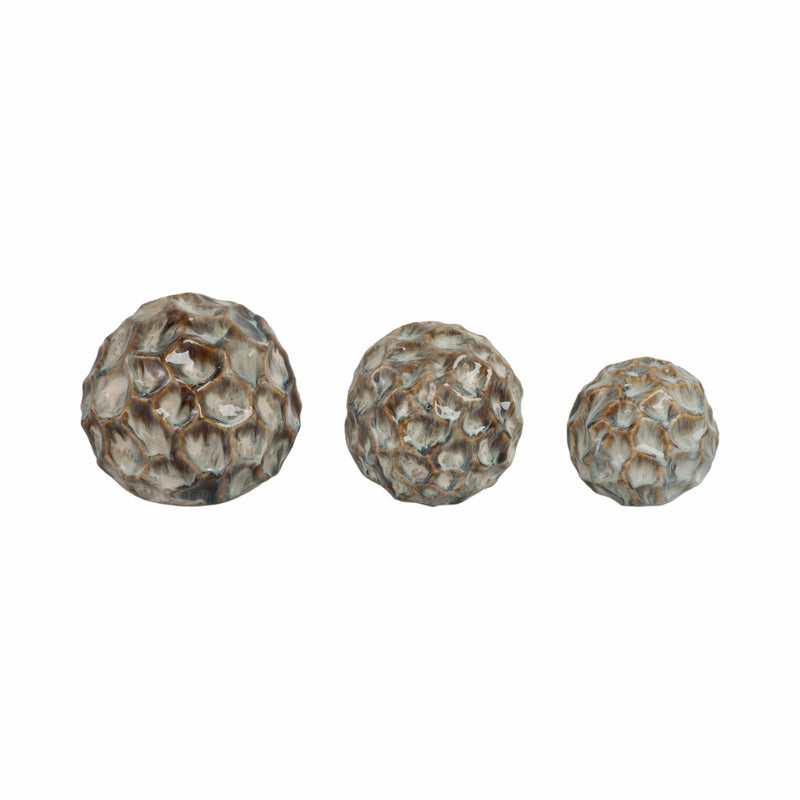 S/3 4/5/6 Decorah Cer Deco Balls - Set Of 3