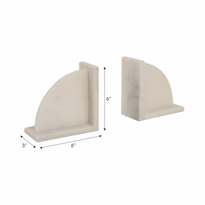 S/2 6 Alabaster Arc Bookends, White