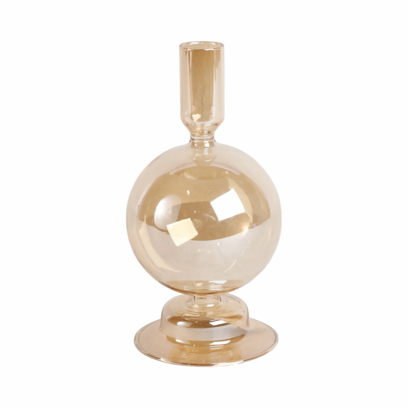 7 Glass Bubble Taper Candle Holder, Gold Luster