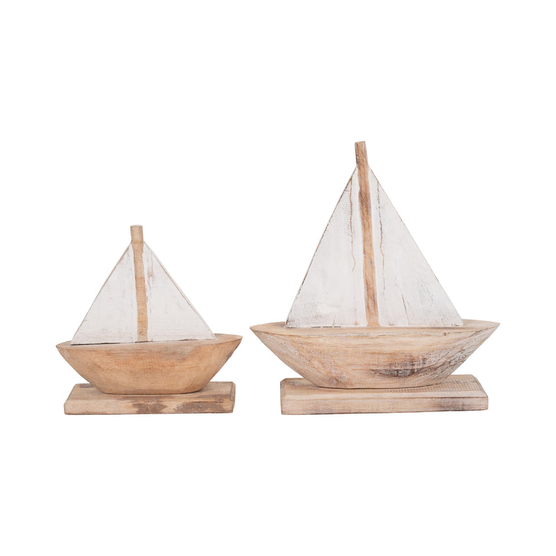 Wood, 11 Sailboat, Natural/white