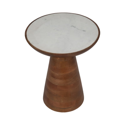 20 Wood Accent Table Marble Top, Natural/white