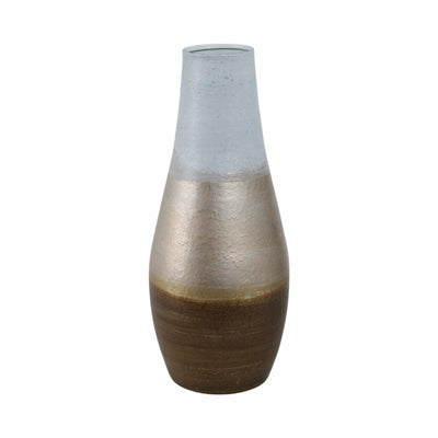 18 Gold Ombre Metal Hourglass Vase, White/gold