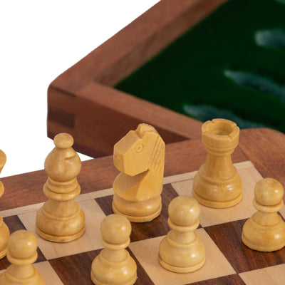 10 Acacia Wood Magnetic Chess Set, Natural